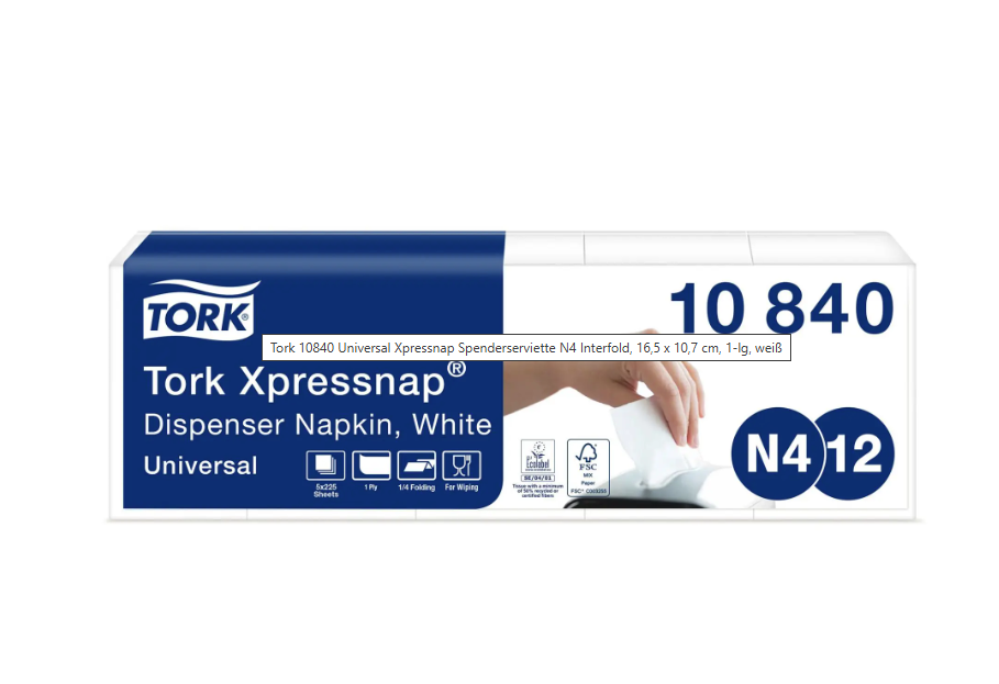 Spender Servietten Tork Interfold 21 6x33cm N4 1-lagig Weiß 9000 Stück/Karton