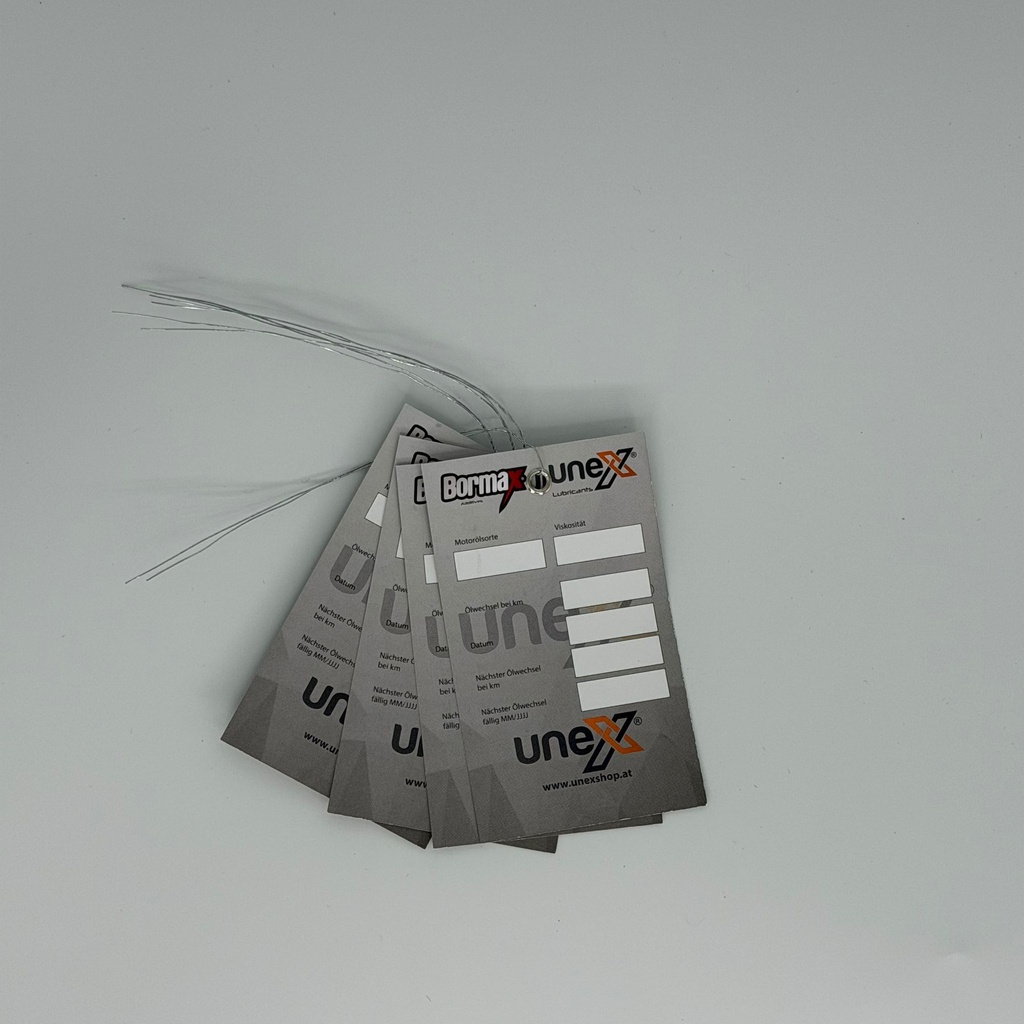 Ölwechselanhänger Metallöse 60x100 mm 300gr. 25 Stück/Pack.